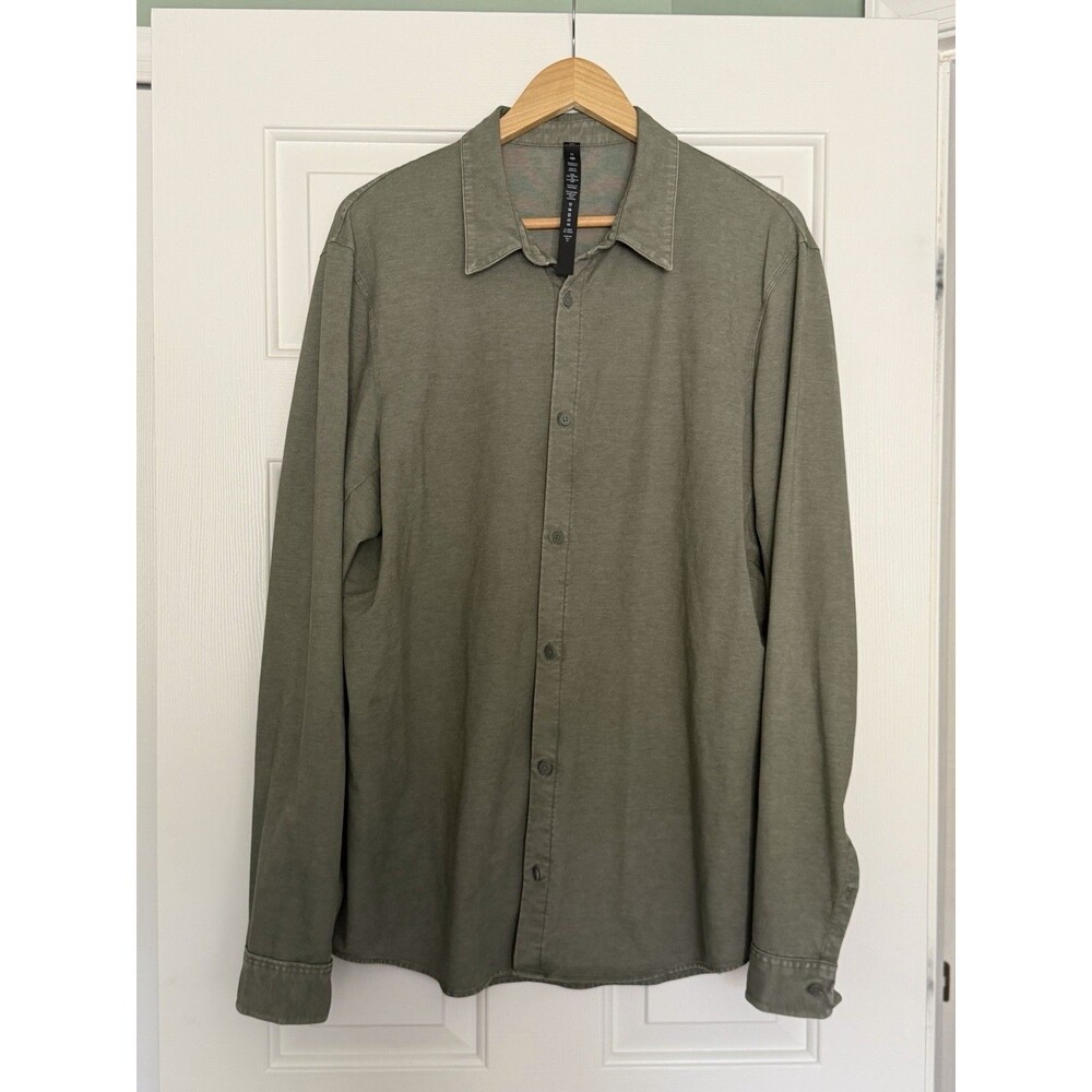 Lululemon Commission Long Sleeve Shirt Mens Sz XL Green Button Up Stretch